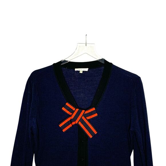 Paule Ka L Navy Cardigan Sweater Peplum Hem Bow Detail Twee Aesthetic Quirky - Picture 4 of 8